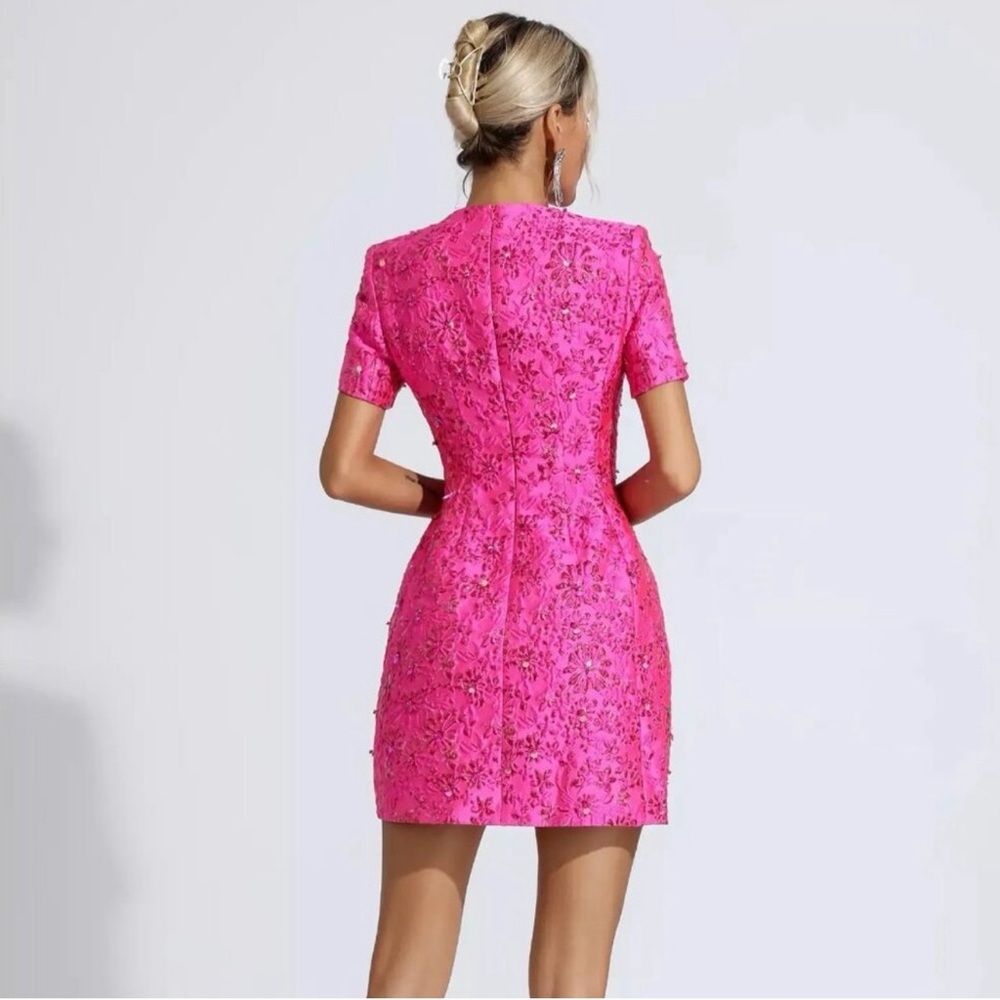 💕Belle of the Ball💕Elegant Pink Floral Garden Party Dress/Kentucky Derby - Picture 3 of 7